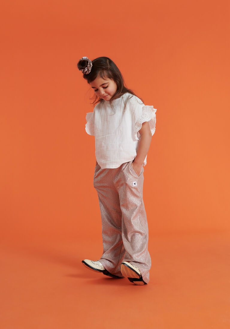 ALIX MINI lichtroze alix mini pantalon kids knitted shiny wide leg pants