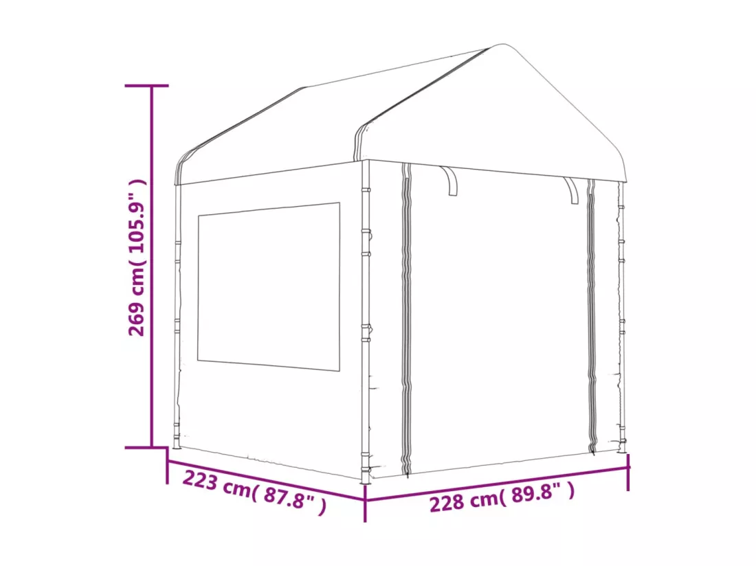 Belvédère avec toit blanc 4,46x2,28x2,69 m polyéthylène