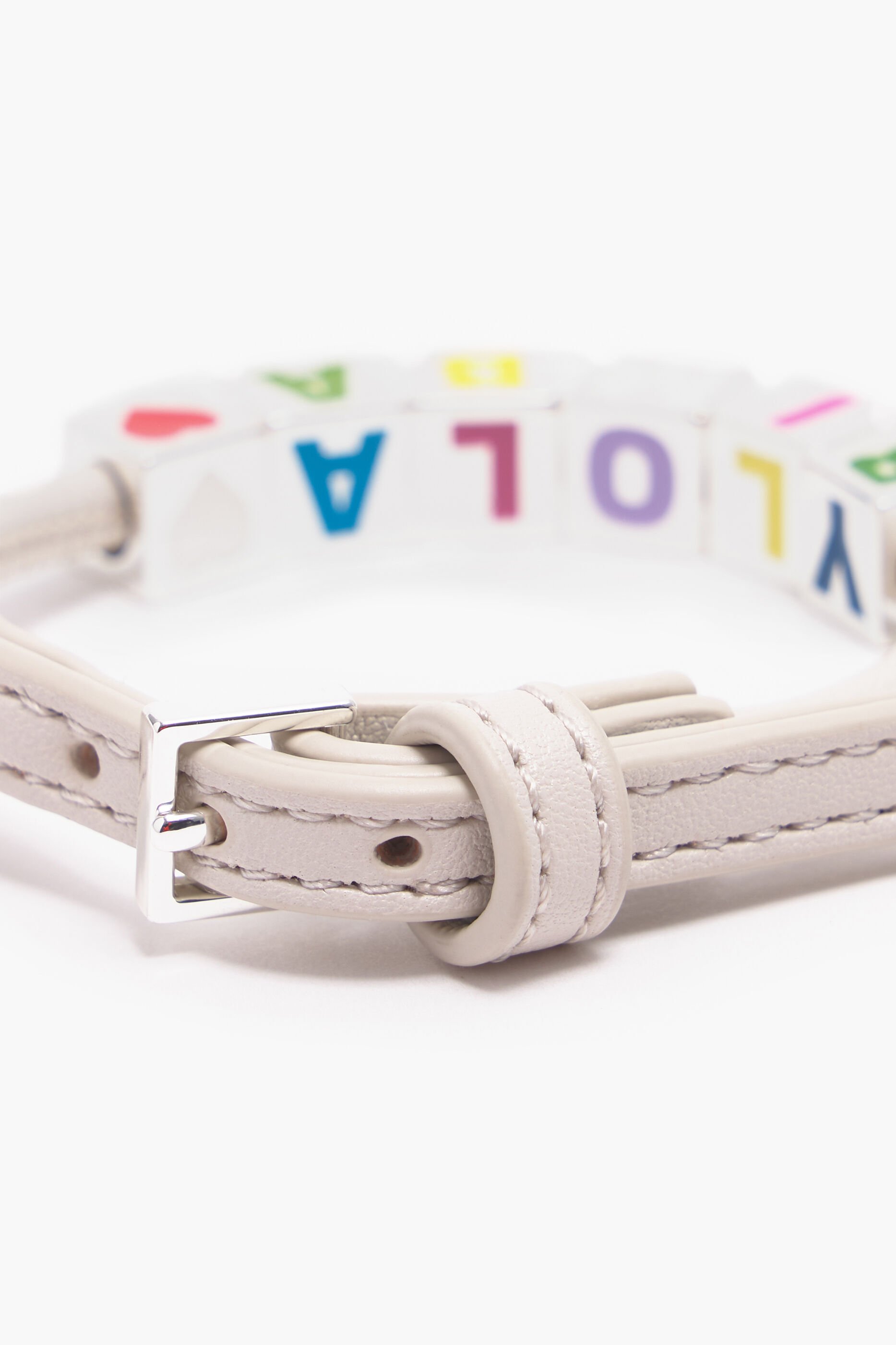 Pulseira de couro marfim