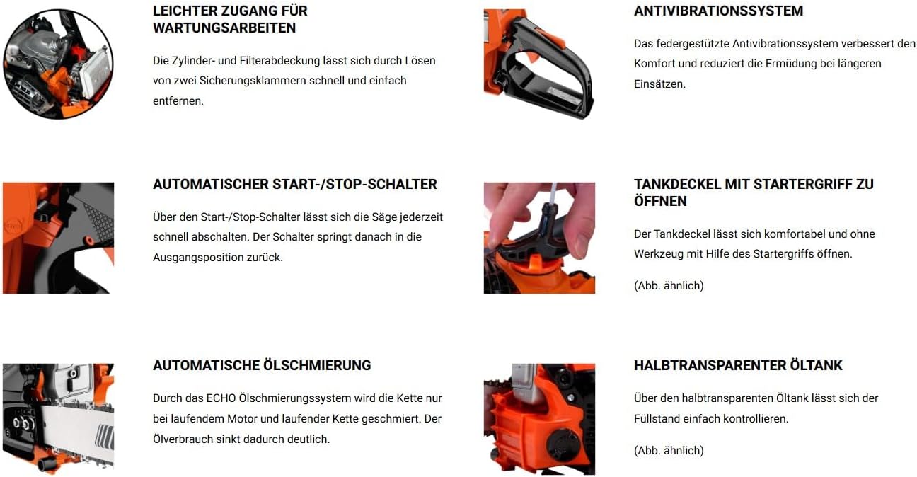 ECHO Benzin Motorsäge, Kettensäge CS3410, 30 cm Schwert, 1,8 PS