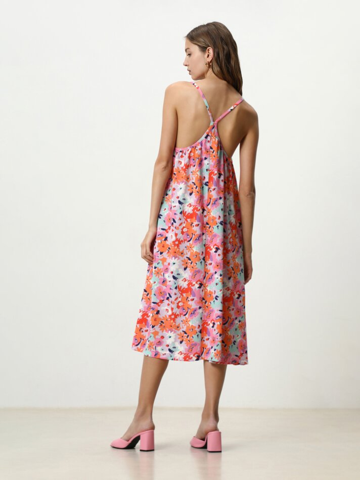 Vestido midi com alças - Rosa Lilás