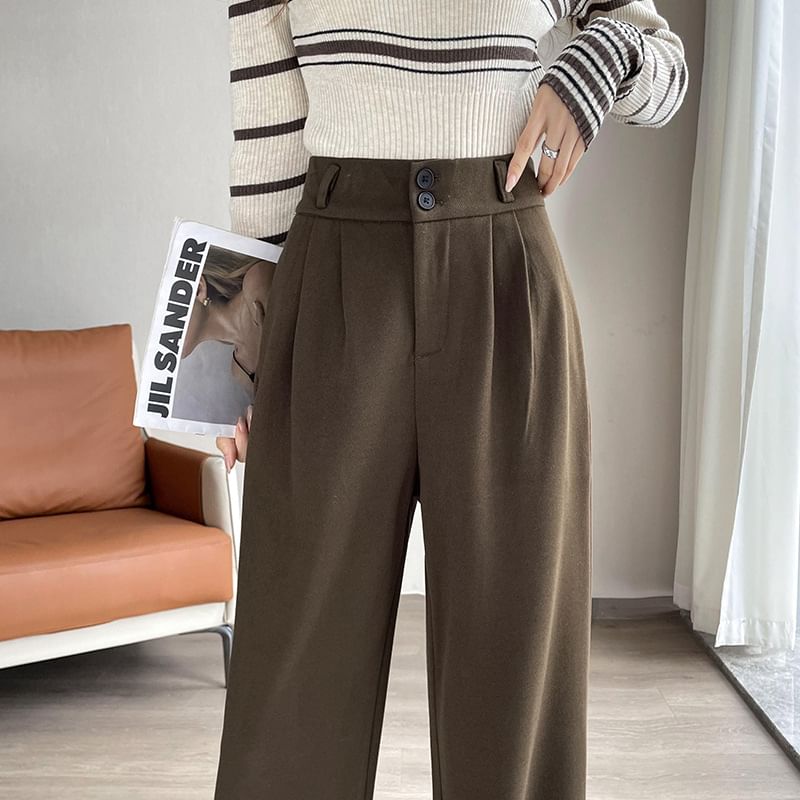 Dovitade - High Waist Plain Wide Leg Sweatpants (Diverse Designs)