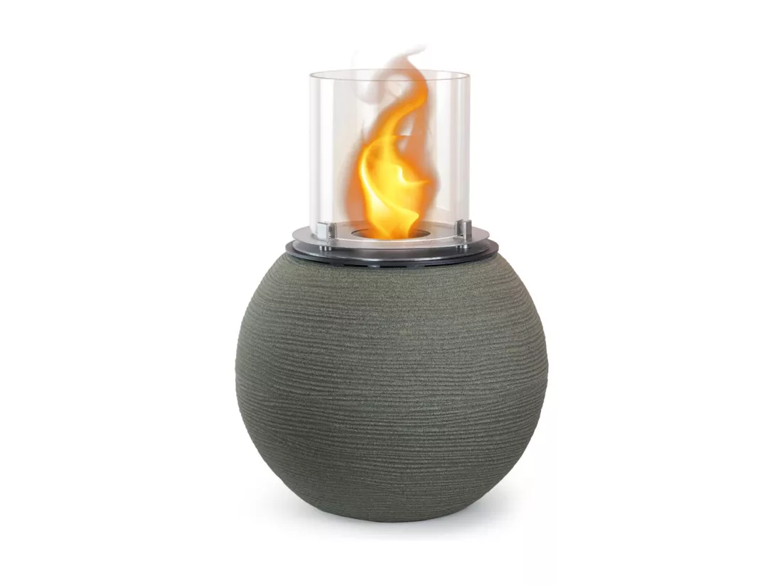 Brasero de jardin cheminée au bioéthanol pour intérieur et extérieur BOTTICELLI Vert Sauge d.40 x h54