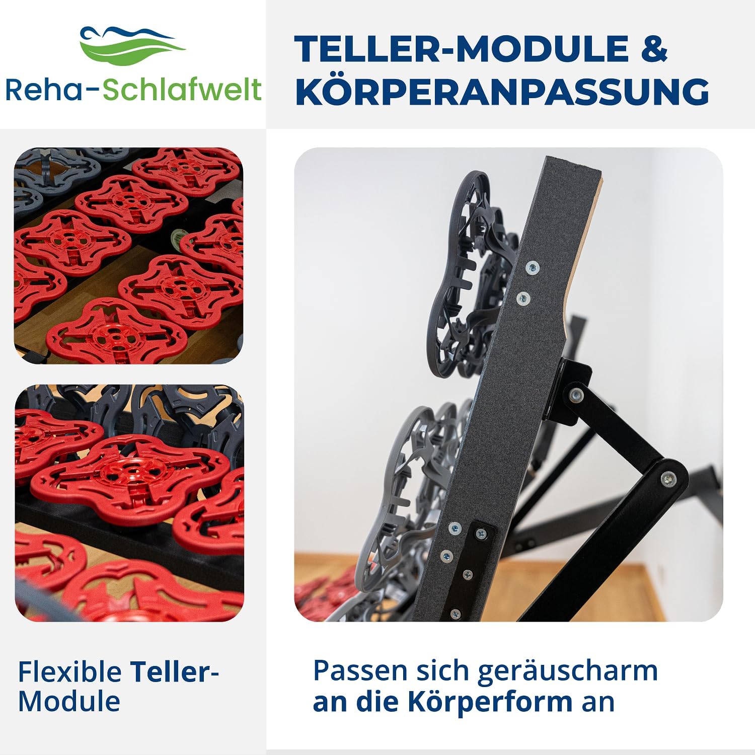 TELLERLATTENROST AEROBALANCE KF 120x200 cm, mit Motor, Kopf-Fußteil elektrisch verstellbar, fertig montiert Lattenrost mit Motor und Fernbedienung, Teller in drei Härtegraden Made in Germany