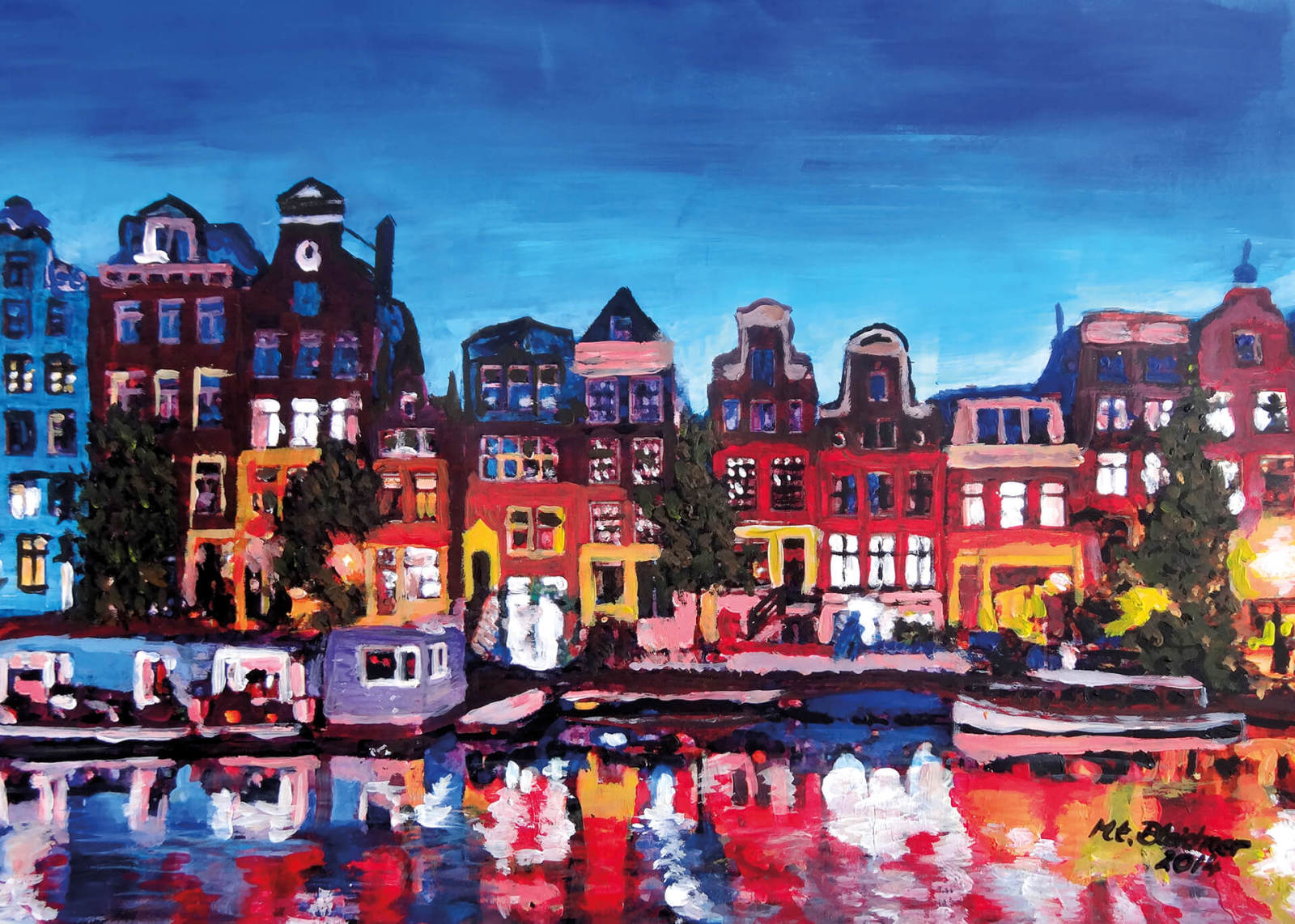 Leinwandbild AMSTERDAM - blau-rot - 70x50 cm