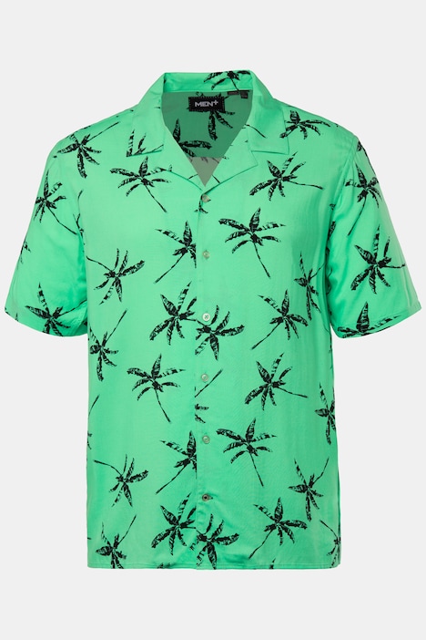 Men+ Hemd, Halbarm, Palmen Druck, Cuba-Kragen, bis 8 XL