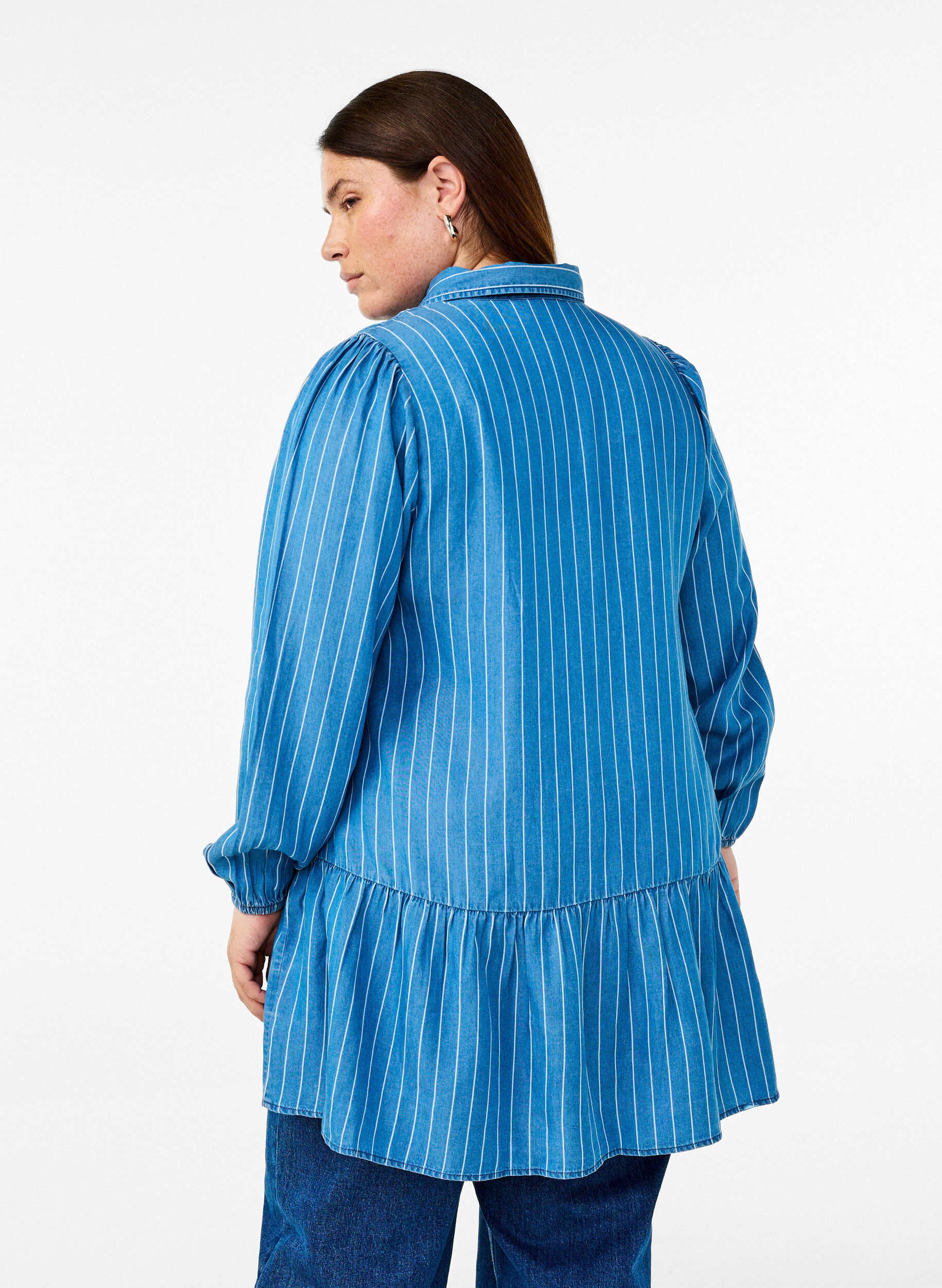 Denim tunika med TENCEL™ og striber