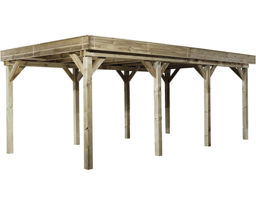 Enkele carport Weka Tirol geschikt voor fotovoltaïsche installaties en groendaken 325x622x240 cm drukgeïmpregneerd