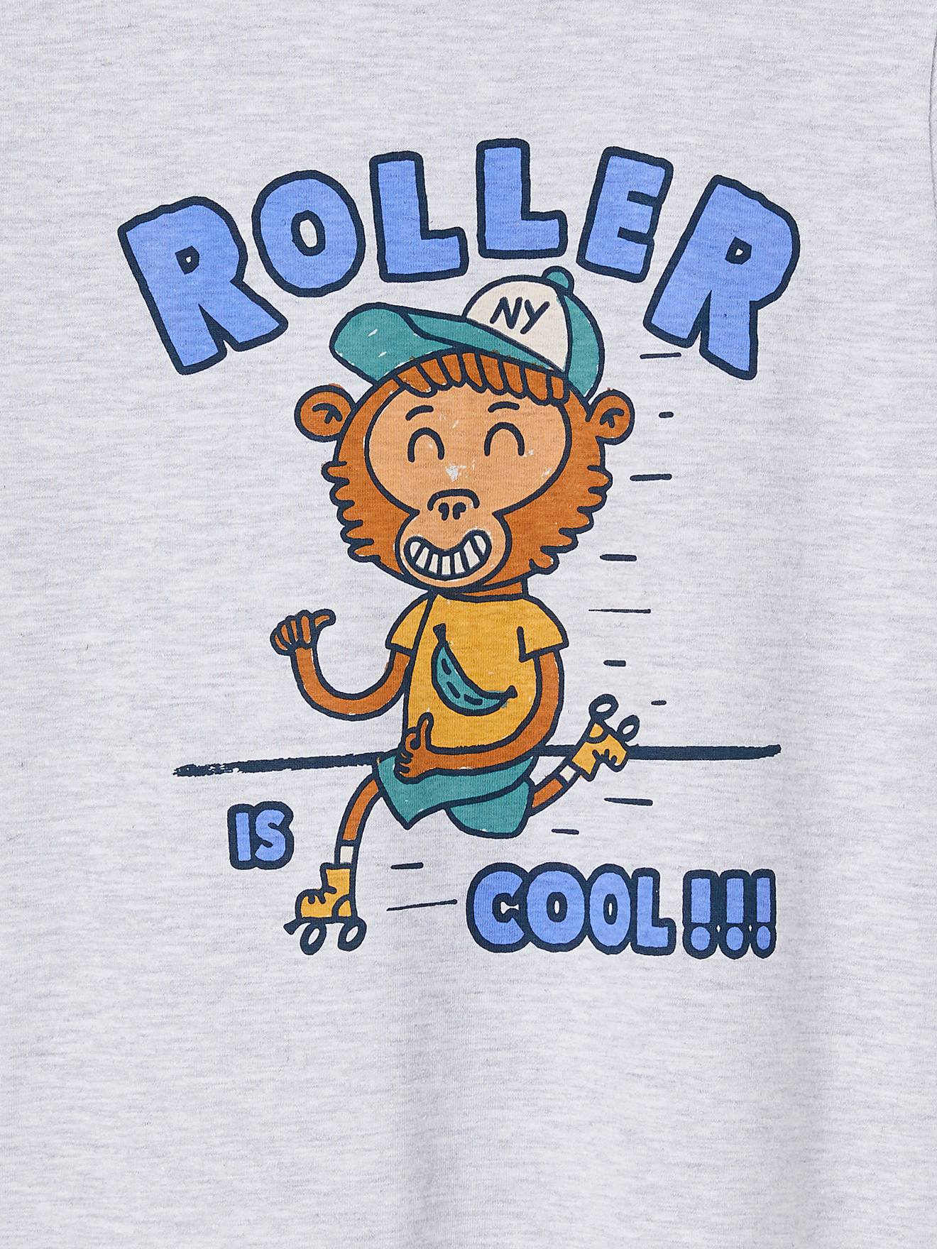 Camiseta infantil masculina com estampa divertida de animais, cinza mesclado.