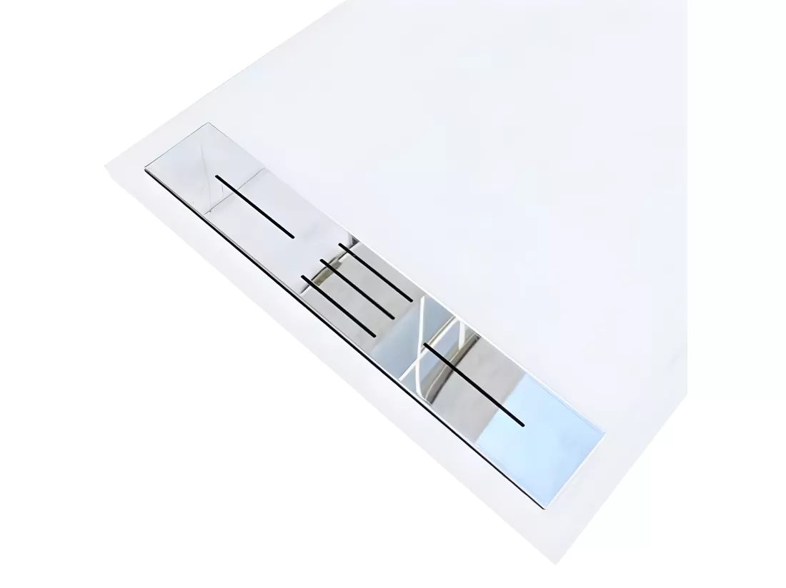 Receveur de douche 80 x 140 cm extra plat LUCIA en SoliCast® surface ardoisée blanc