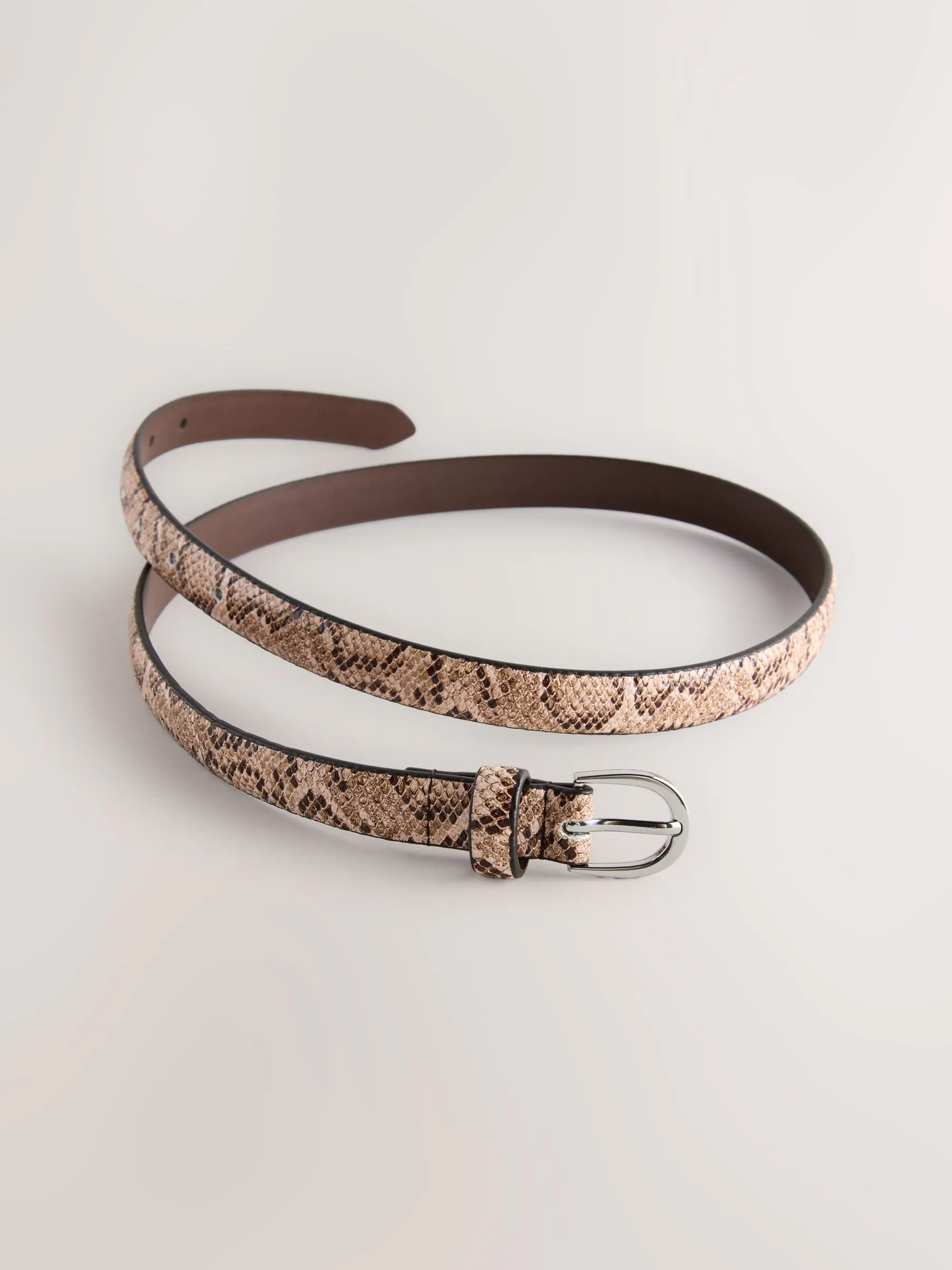 Roze met slangenprint - Smalle PU-riem