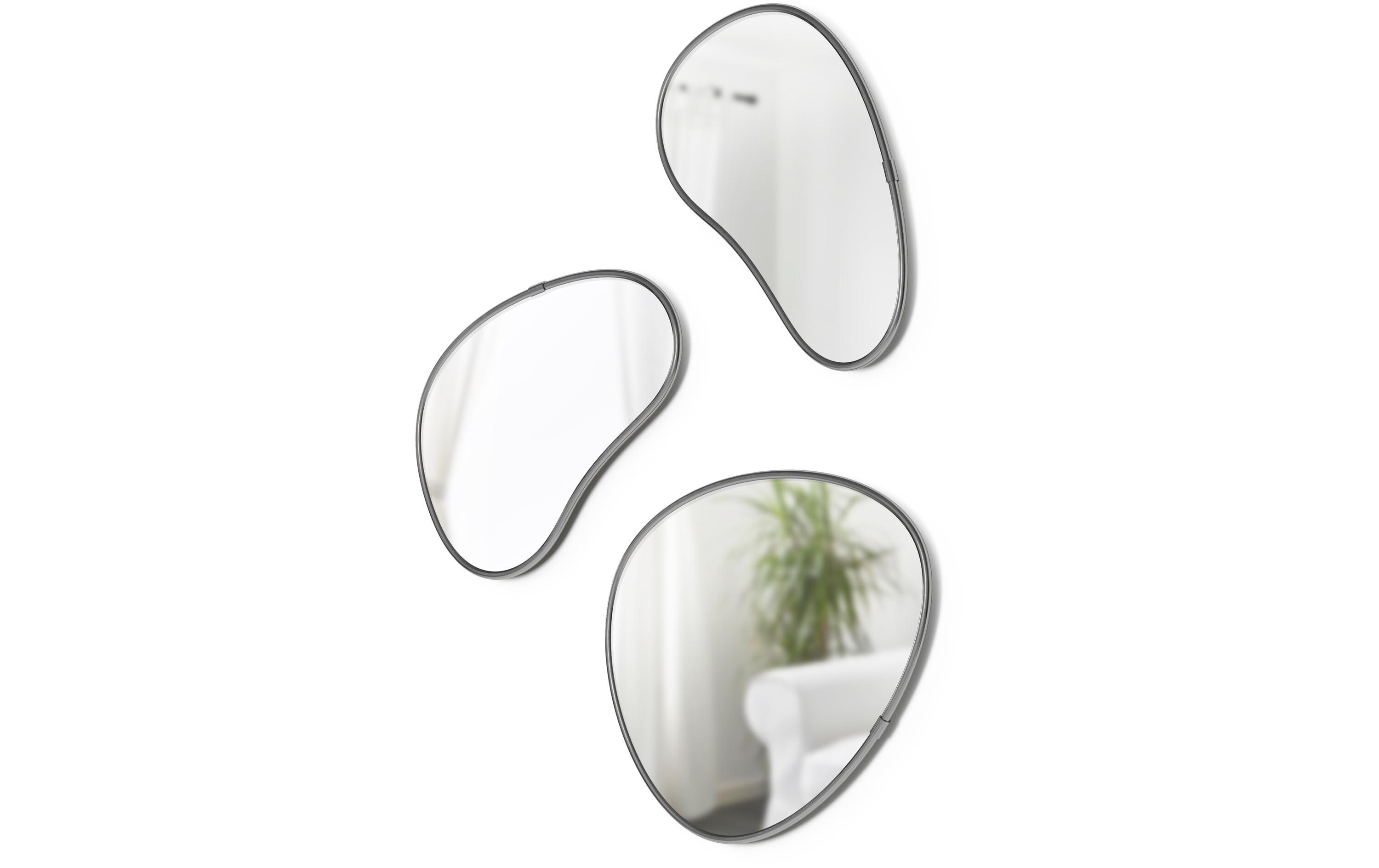 Spiegel Hubba Pebble 3er Set, SchwarzModernes Wandspiegel-Set