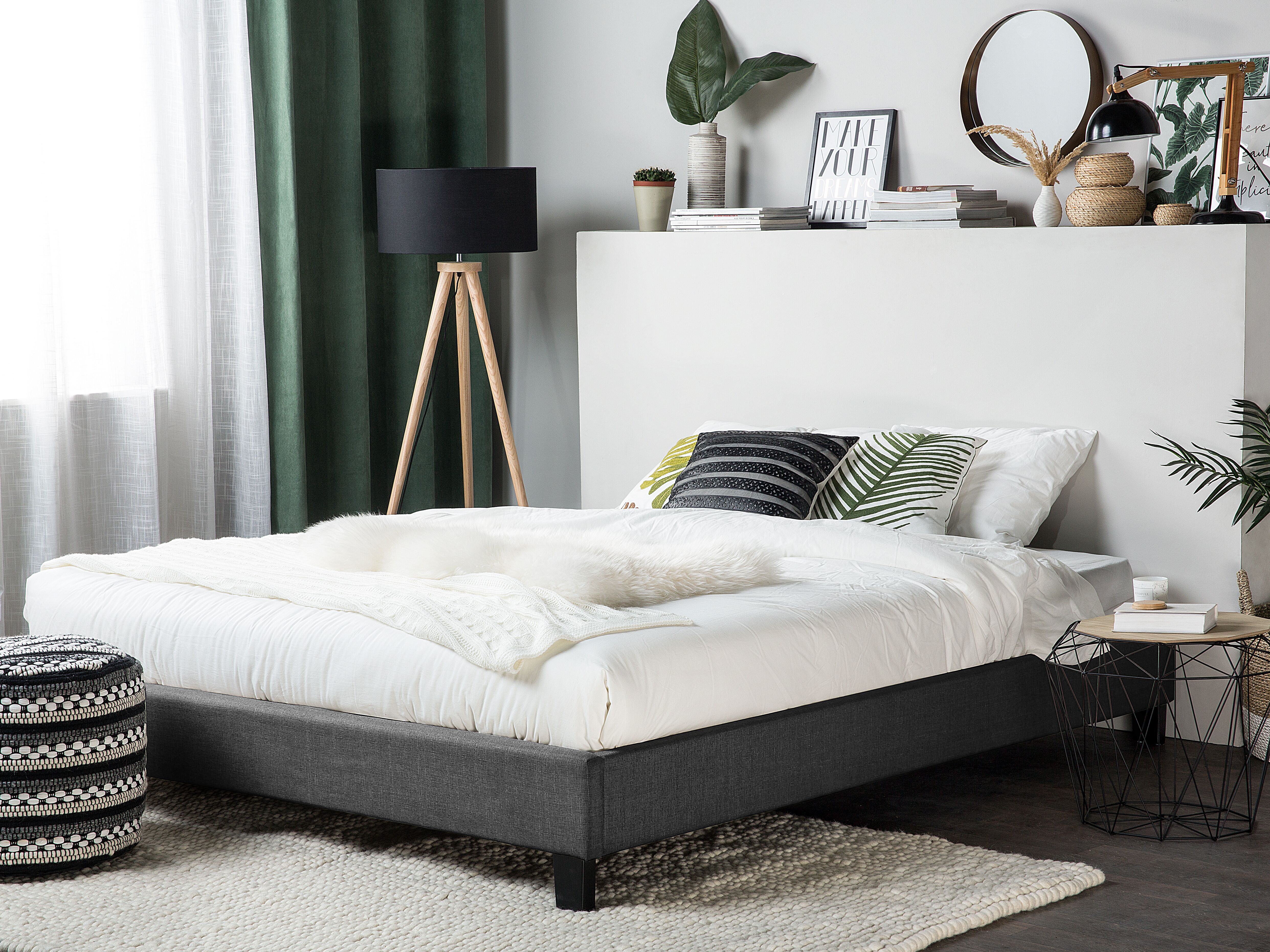 Bed zonder hoofdbord Stof ROANNE 160 x 200 cm Grijs