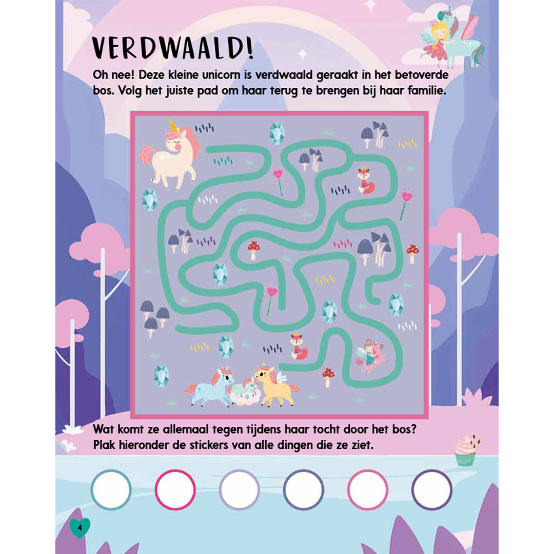 uitgeverij rebo activiteitenboek met stickers - unicorns 1000 stickers