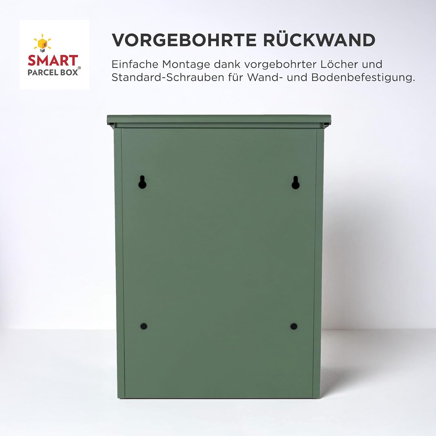 SMART PARCEL BOX Paketbox, Paketbriefkasten Wandmontage, Briefkasten mit Paketfach, Postbox für Pakete Outdoor mittelgroß, Paketkasten rostfrei verzinkter Stahl, 3 Schlüssel, 44x35x58 cm, grün