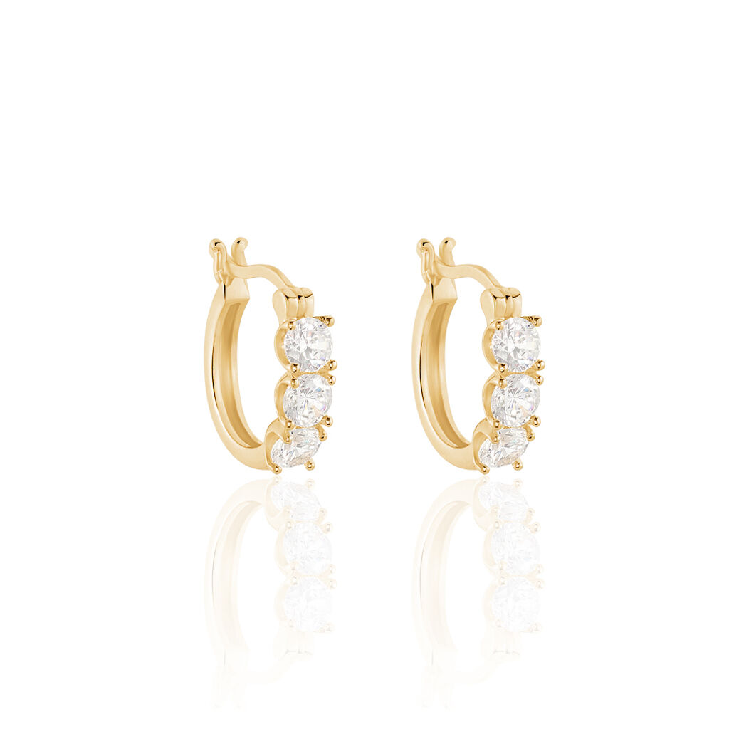 Boucles D'oreilles Pendantes Jacotte Plaqué Or Oxyde De Zirconium