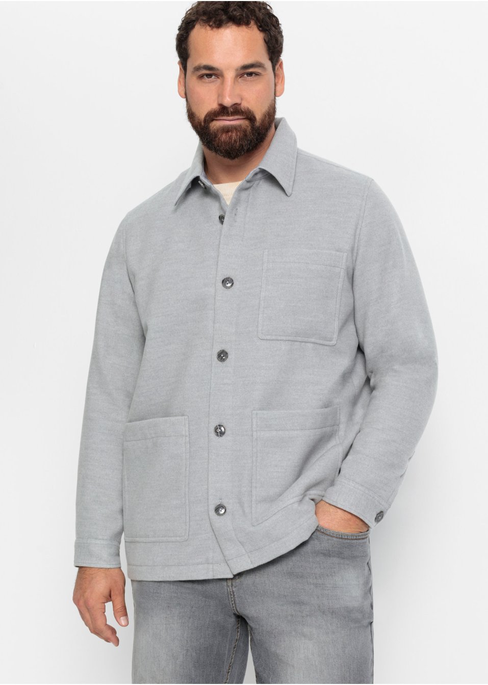 Veste-chemise aspect laine