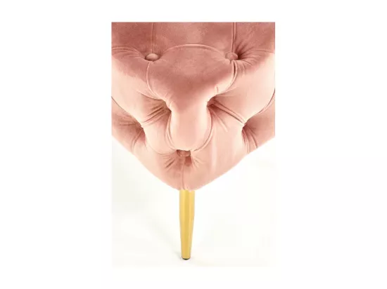 Banc capitonné en velours rose avec pieds dorés en métal PAOLA