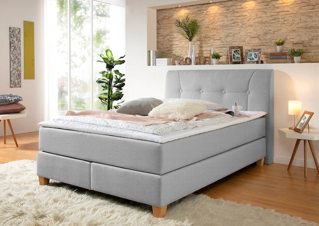 Home affaire Boxspringbett »Calloway« inkl. Topper, XXL-Ausführung, in 4 Farben, 5 Breiten, 3 Matratzenarten
