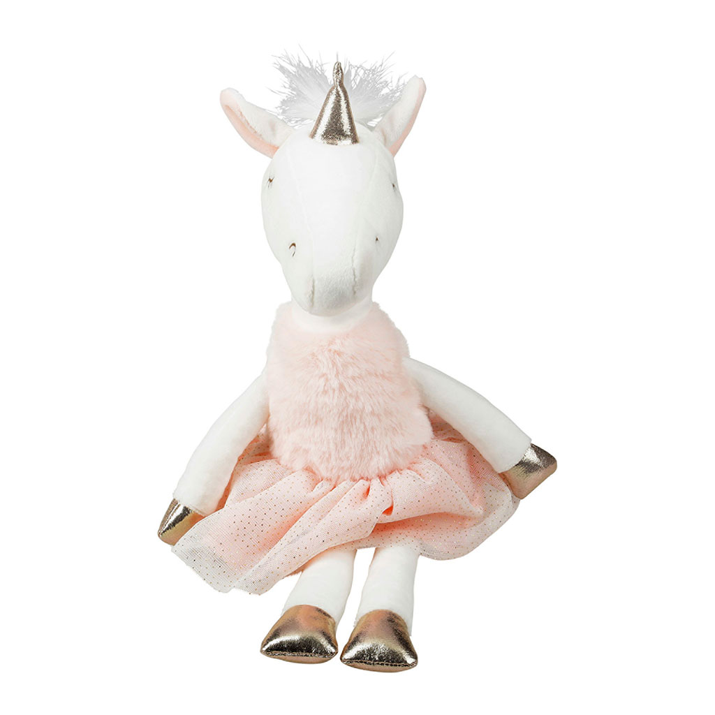 Peluche licorne blanche et rose enfant 23x45x23cm