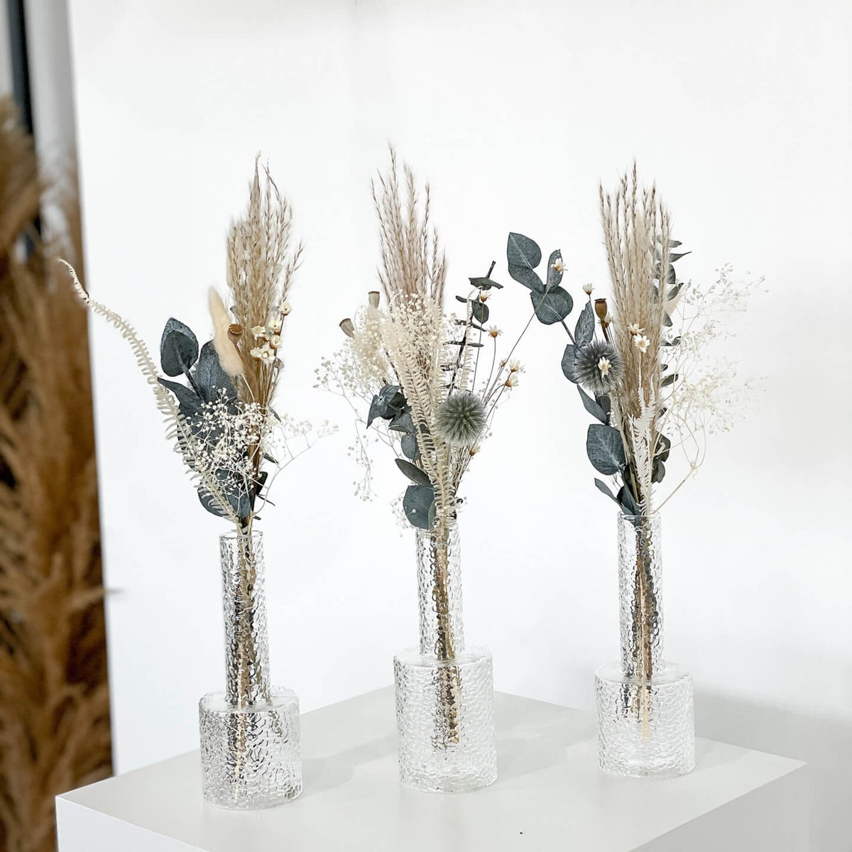 Gedroogd bloemenboeket, mini eucalyptus distel