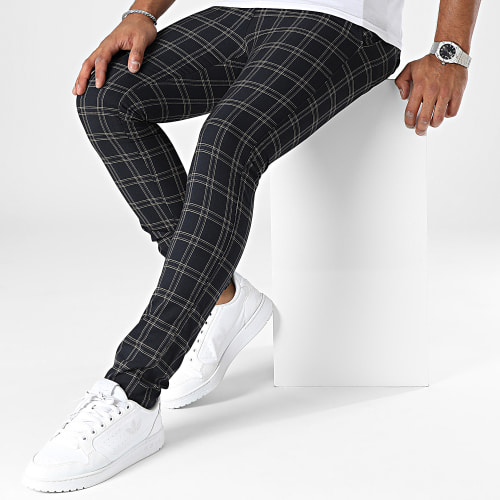 Pantalon A Carreaux Bleu Marine