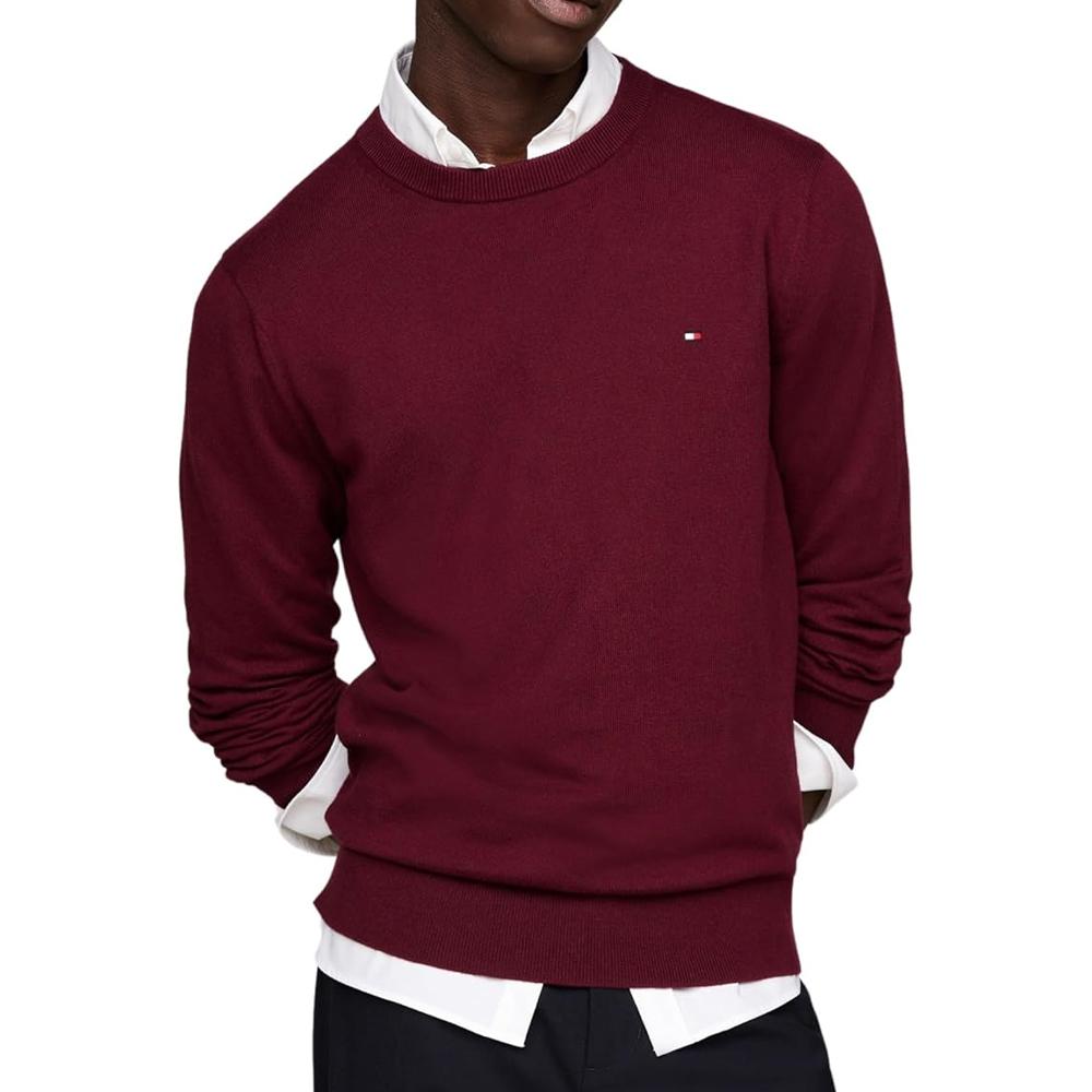 Tommy Hilfiger Pull Bordeaux Homme Tommy Hilfiger Essential Crew