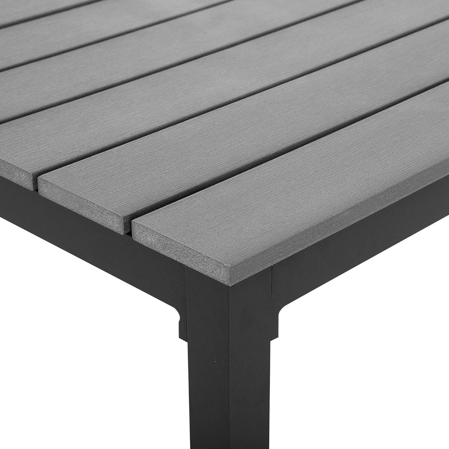 Beliani Gartentisch für 4 Personen 95 x 95 cm Aluminium schwarz Kunstholz grau Prato