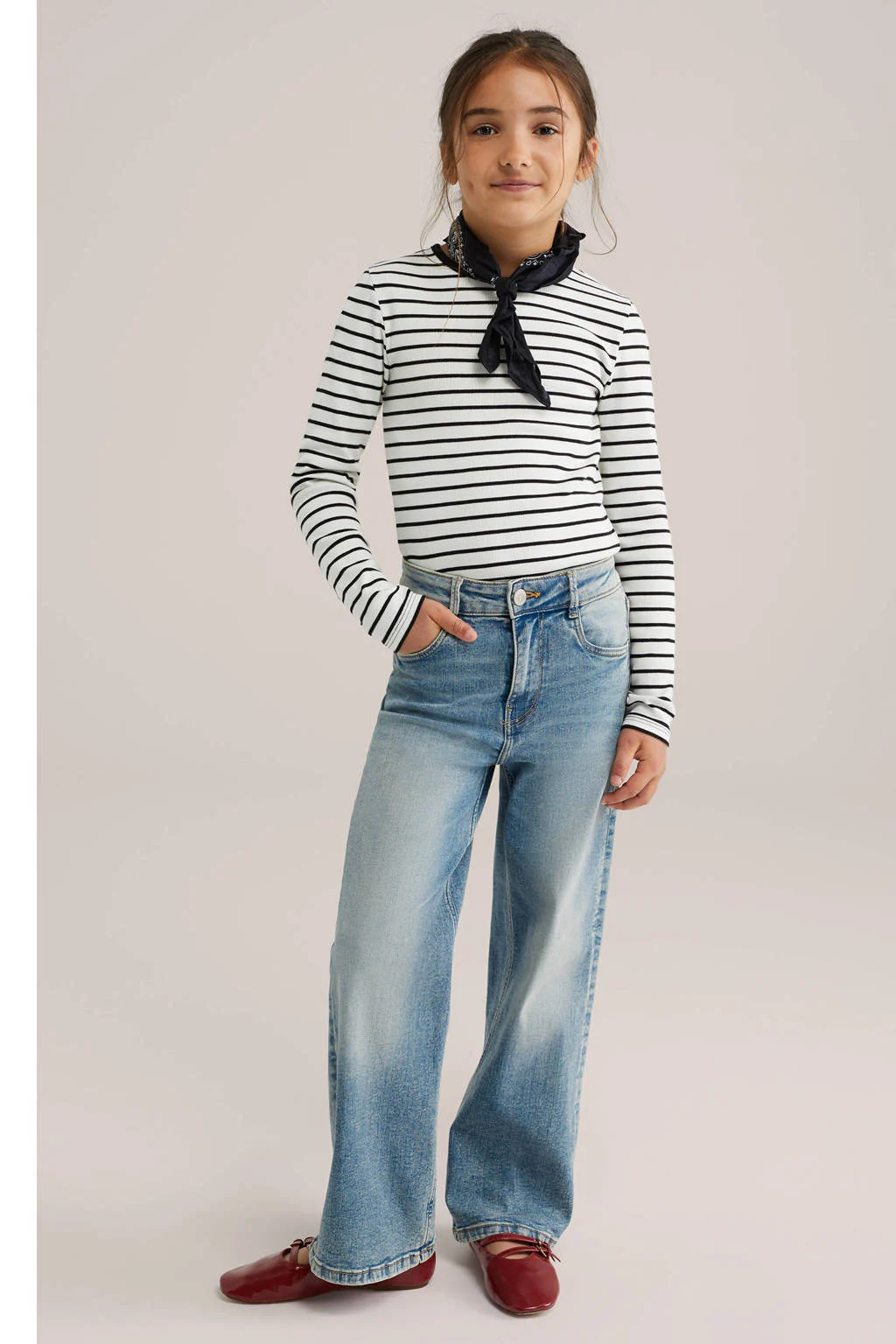 WE Fashion longsleeve zwart rib gebreid