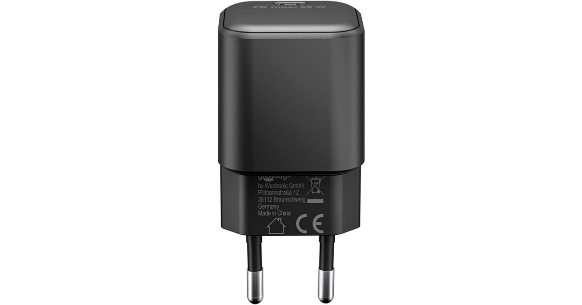 goobayUSB-C PD GaN snellader Nano (65 W)   (Zwart, 1x USB-C, Power Delivery 3.0)