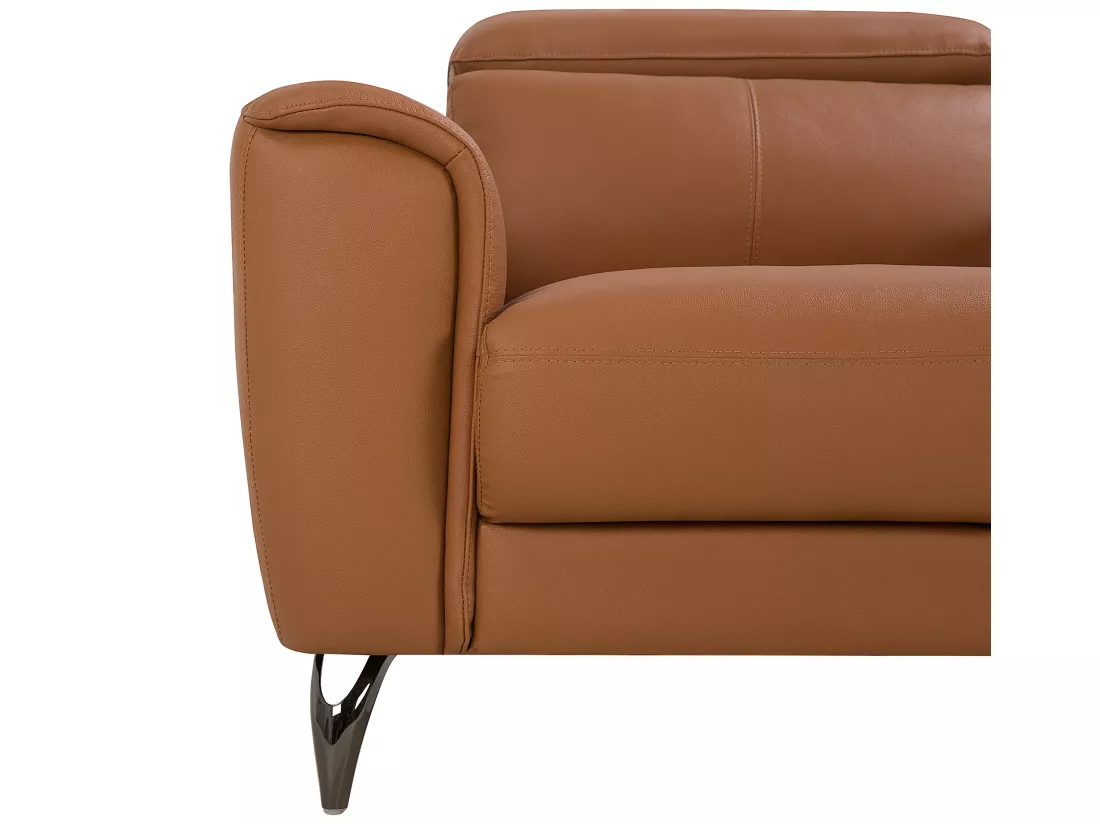 Ensemble canapé et fauteuil en cuir marron doré 4 places NARWIK