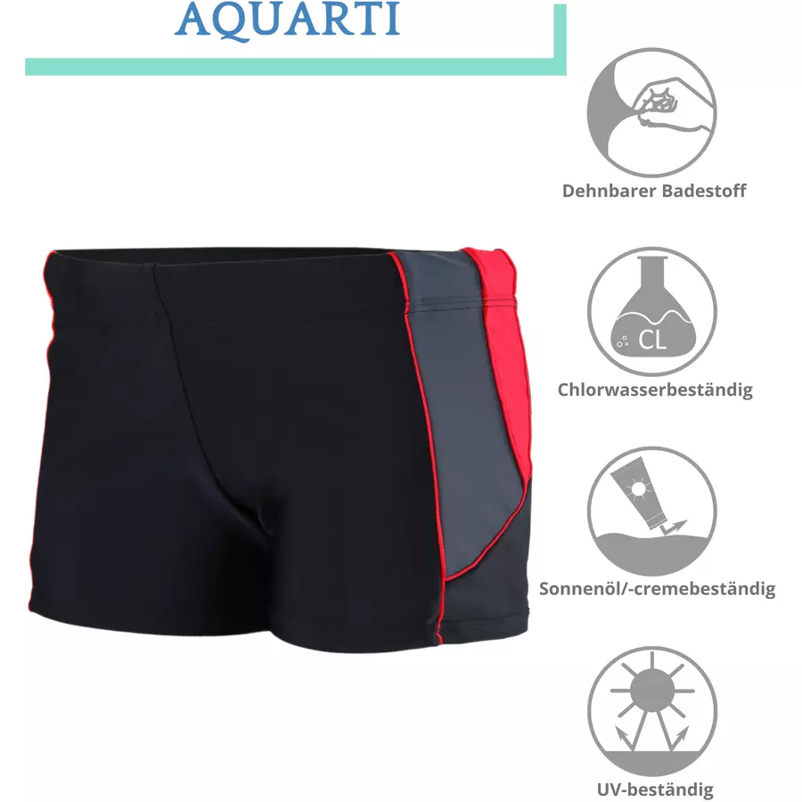 Aquarti Jungen Kurze Badehose mit Einsätzen Seitlich rot