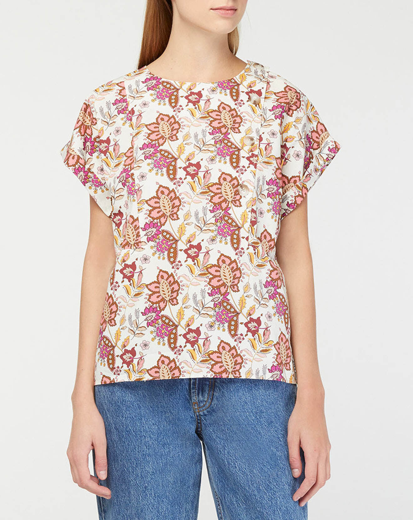 Galeries Lafayette Top Eole imprimé écru/multicolore