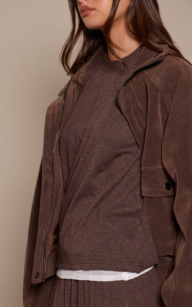 Marron Foncé Ensemble Coordonné T-shirt Moucheté