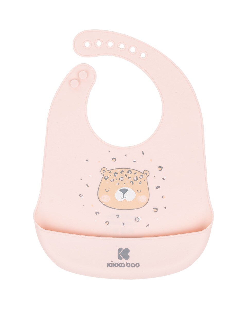 Kikkaboo Babylatz Savanna integrierter Krümelschutz, Silikon, ab 4 Monaten rosa