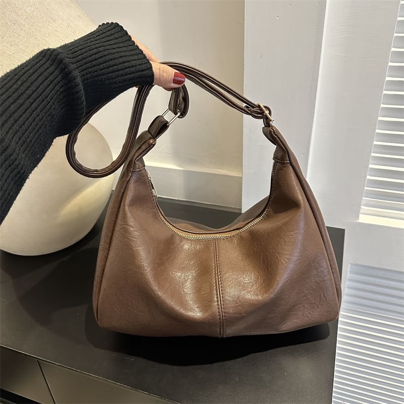 Maorong - Effen imitatieleren crossbodytas