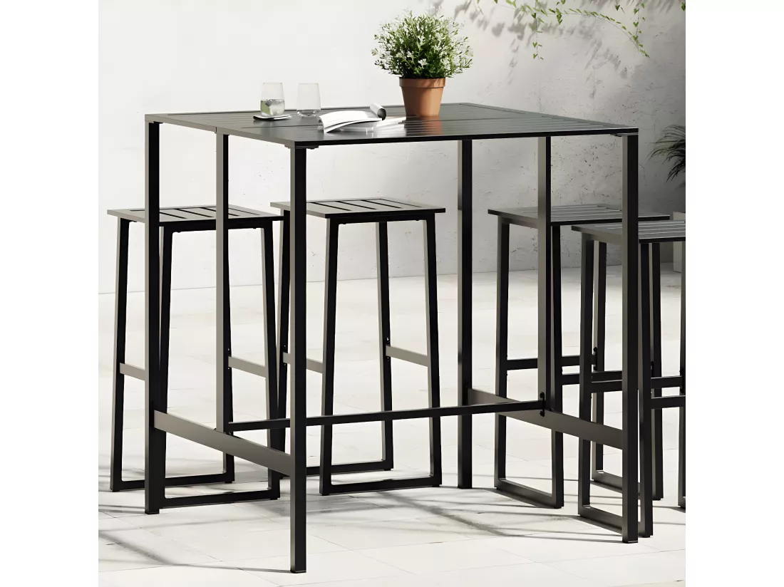 Prolenta Premium - Table de bar noir 100x100x110 cm acier enduit de poudre