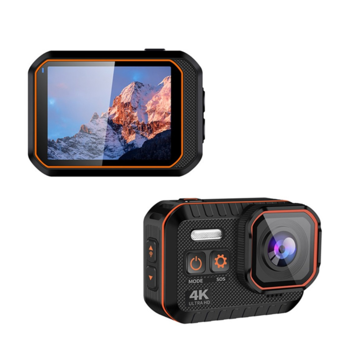4K@60fps Ultra HD Action Cam WiFi Kamera 170° Weitwinkel 2“ IPS Display Micro SD Kartenslot und Fernauslöser   Halterungen (IP44) - Schwarz