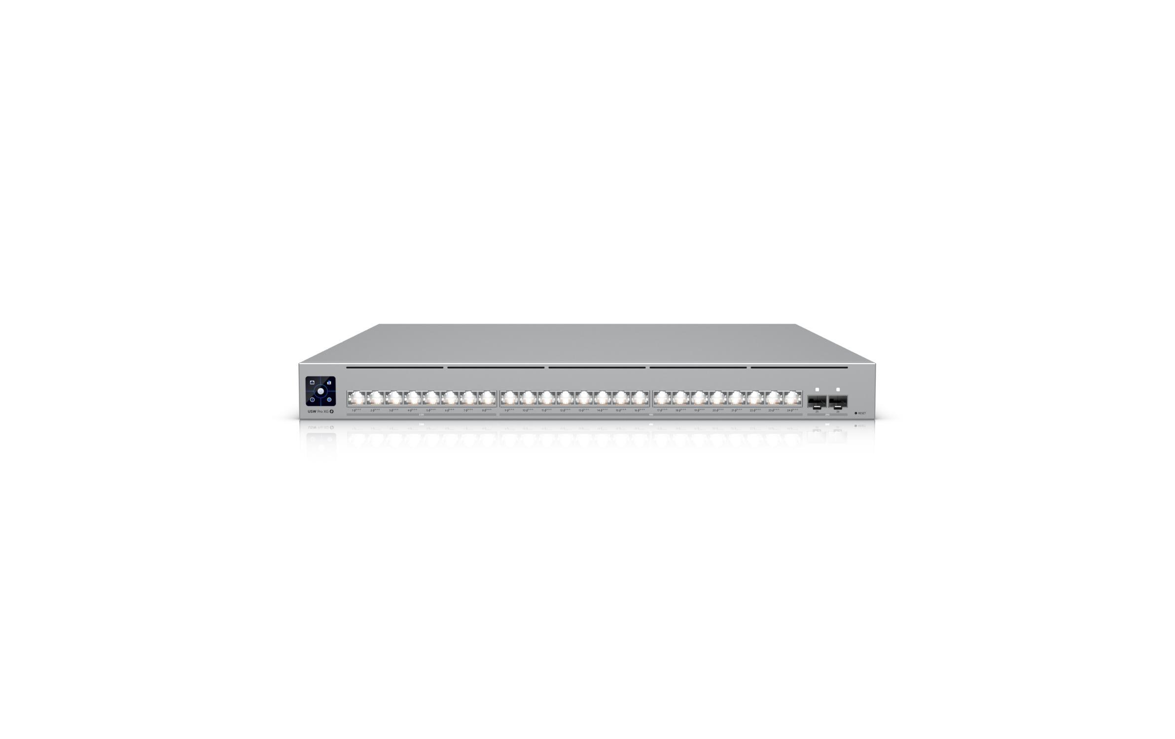 PoE+++ Switch Pro XG 24 PoE 26 Port<br>24-Port Layer 3 PoE+++ Switch mit 10 GbE-, 2.5 GbE- und 25G-SFP28-Ports für professionelle Netzwerke
