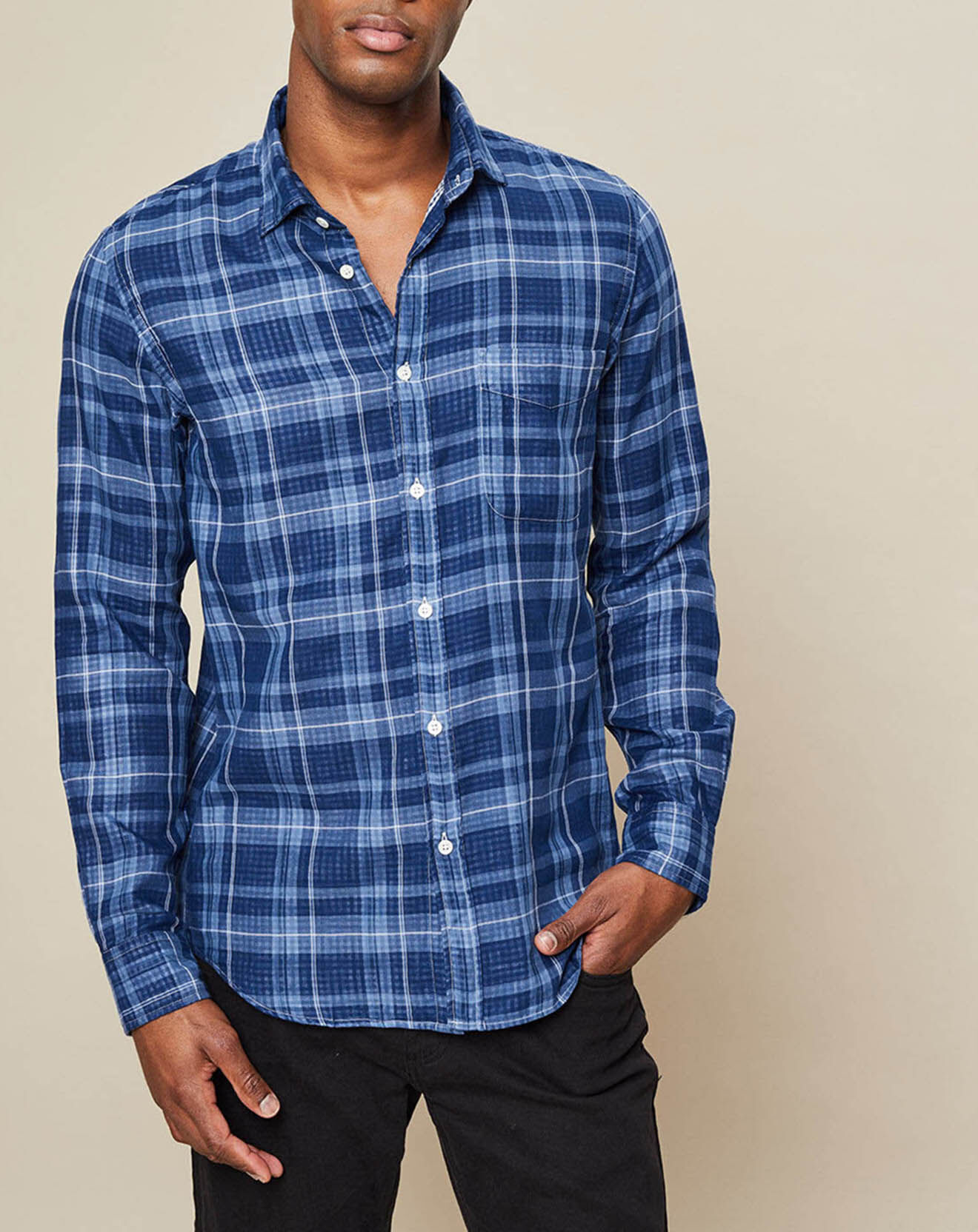 Hartford Chemise Slim Storm à carreaux bleue