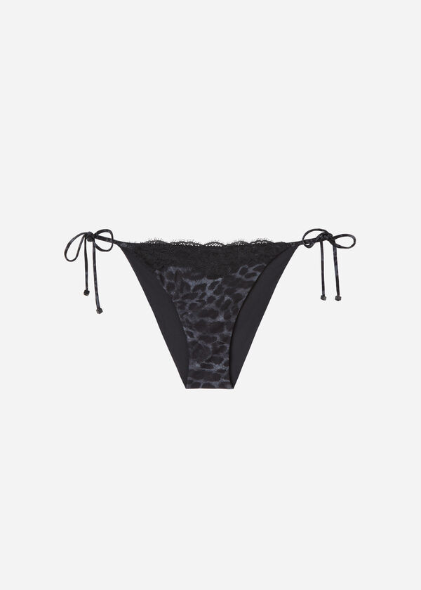 Cueca de biquíni com estampa animal Daloa