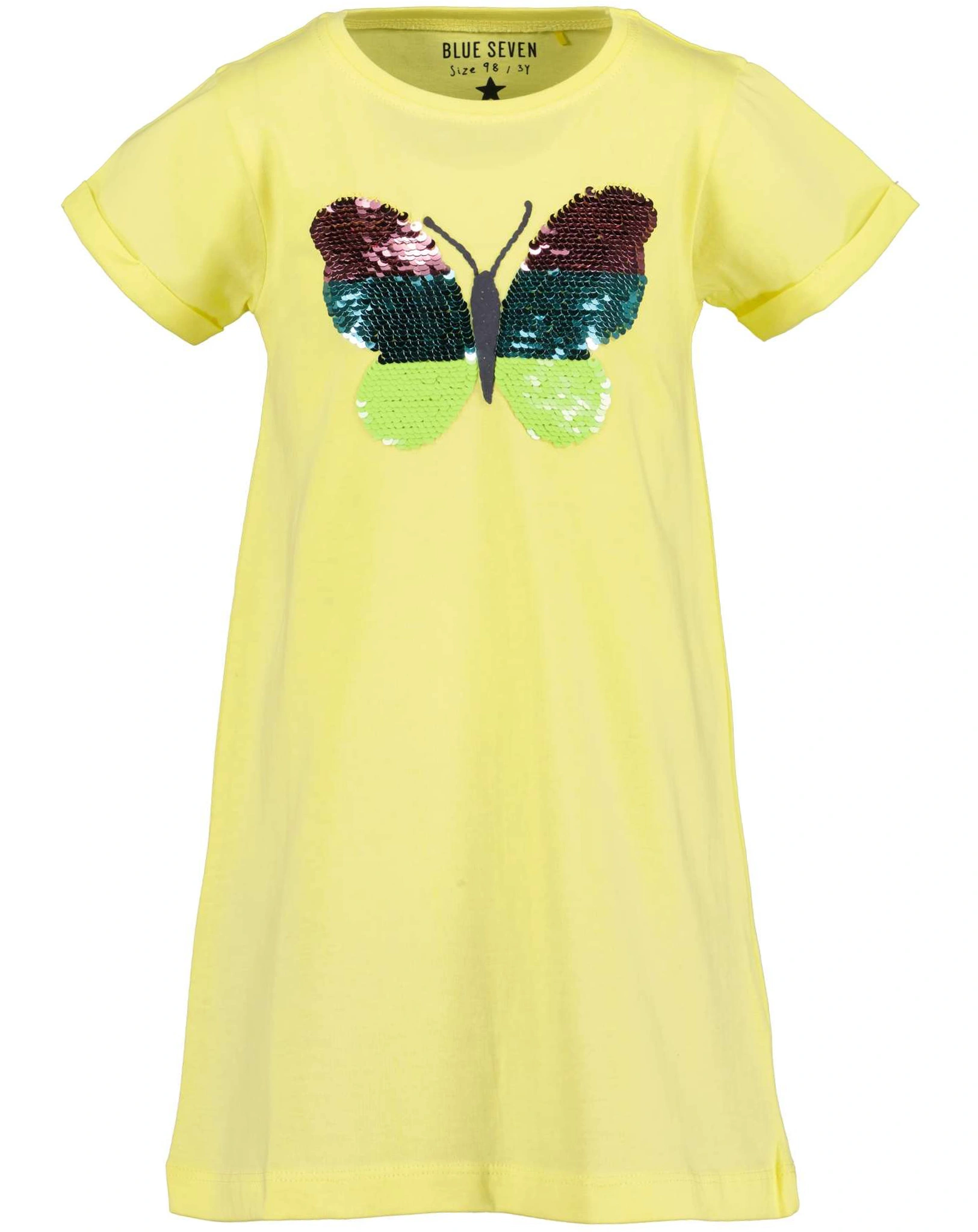 Kurzarmkleid PAPILLO mit Pailletten in lemon