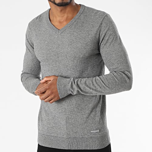 Pull Col V Gris Anthracite Chiné