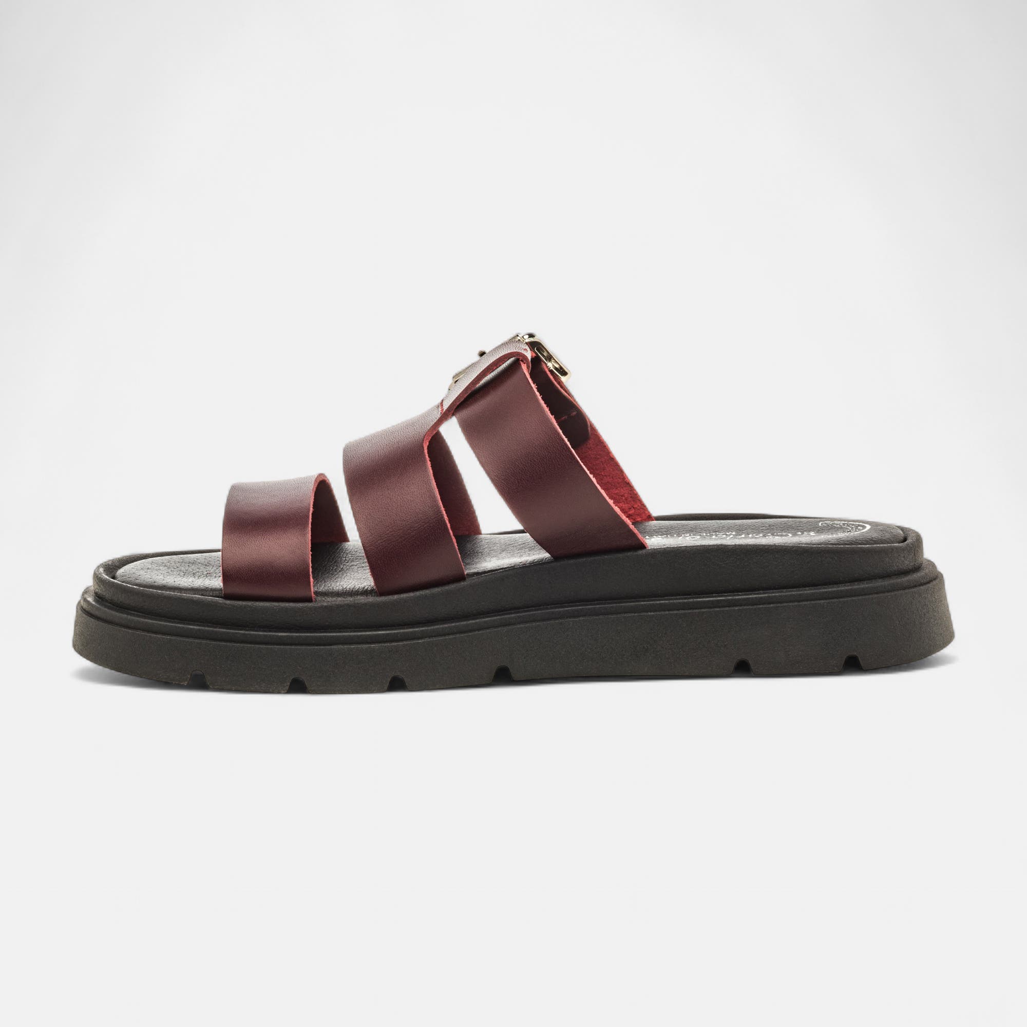 Mules Femme en cuir bordeaux