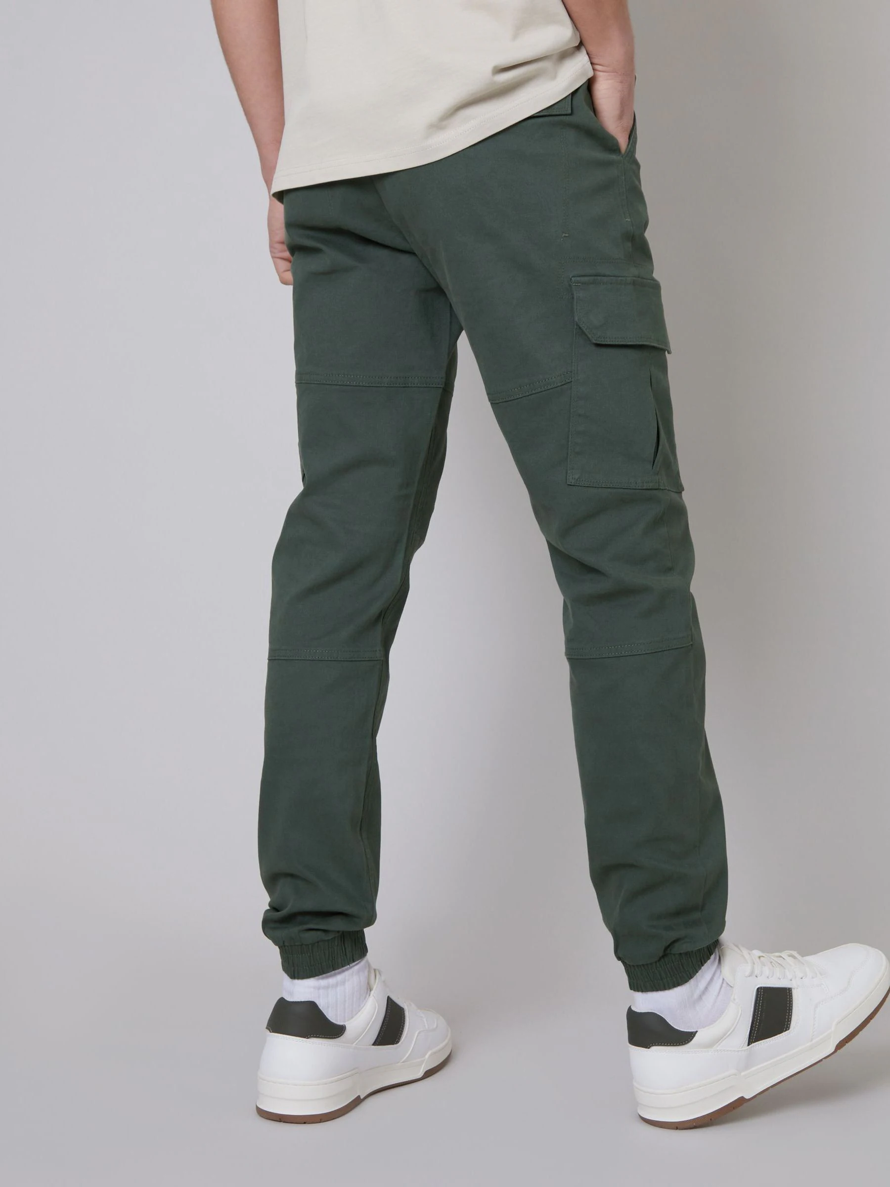 Groen - Threadbare cargobroek in joggingstijl van katoen met stretch
