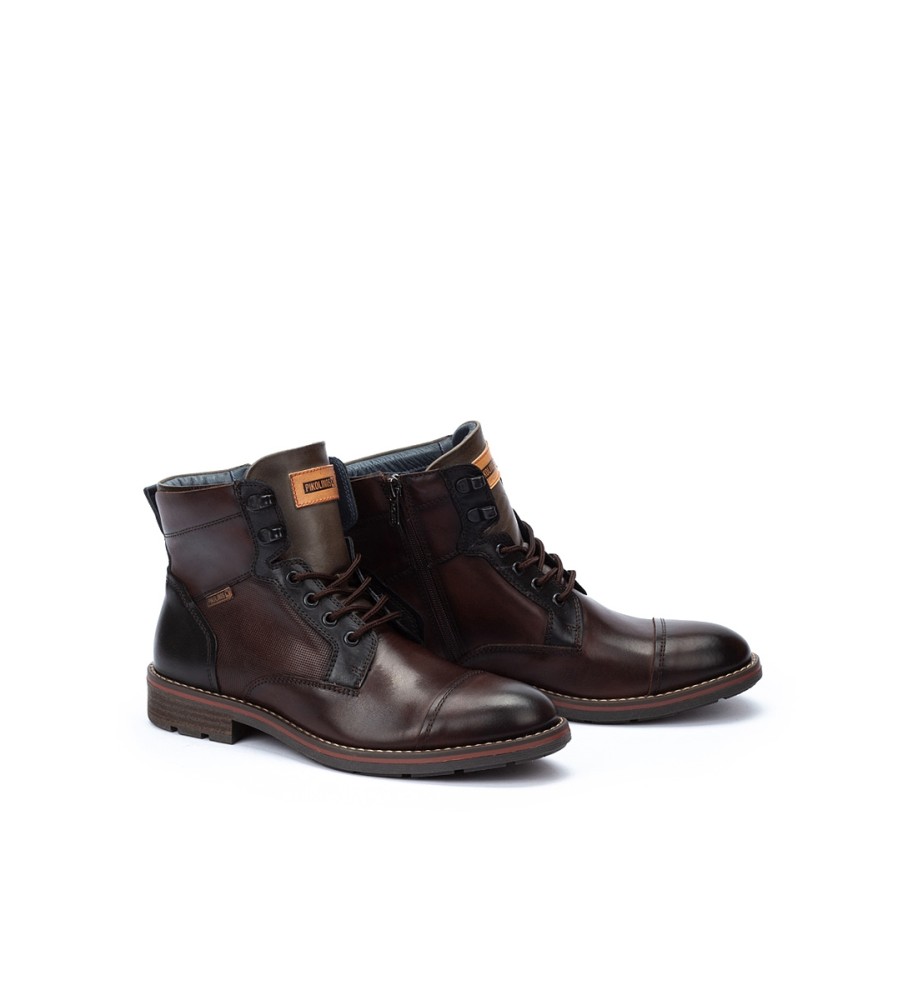 Botas de tornozelo Pikolinos York em couro marrom