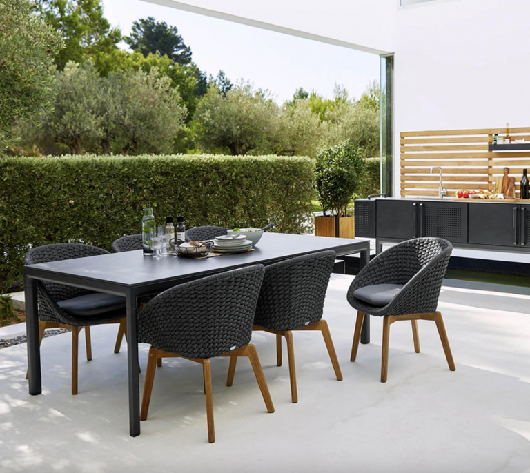 Cane-Line Peacock tuinstoel donkergrijs, teak