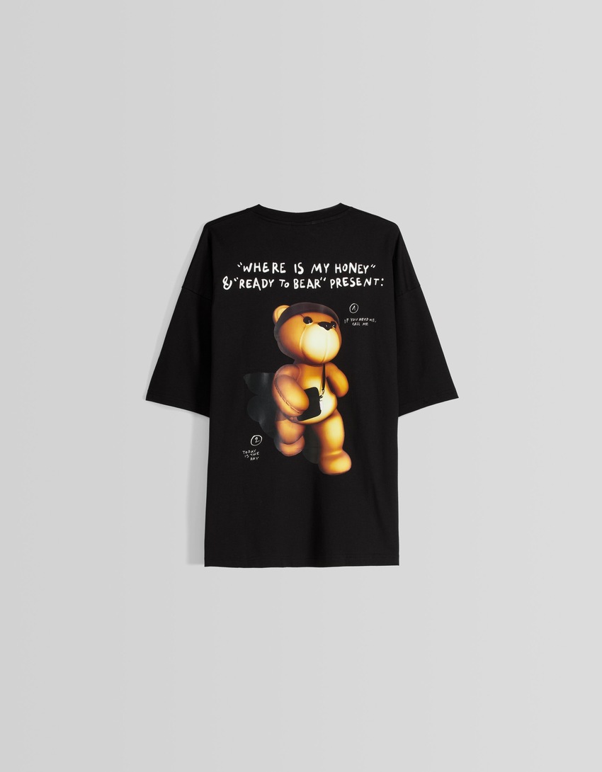 Camiseta de manga curta extra folgada com estampa.