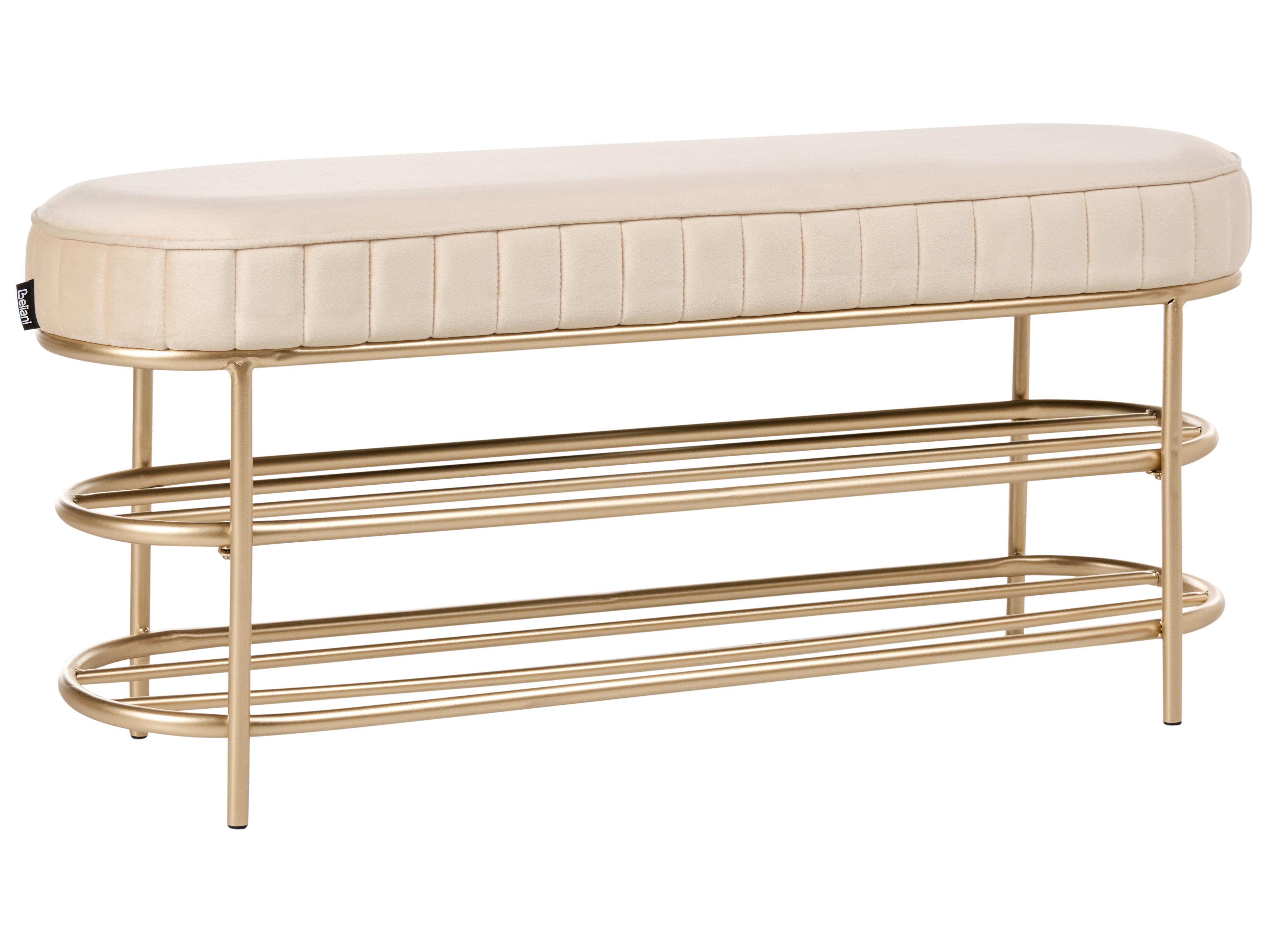 Schoenenbank met 2 niveaus VERGENNES Fluweel Beige
