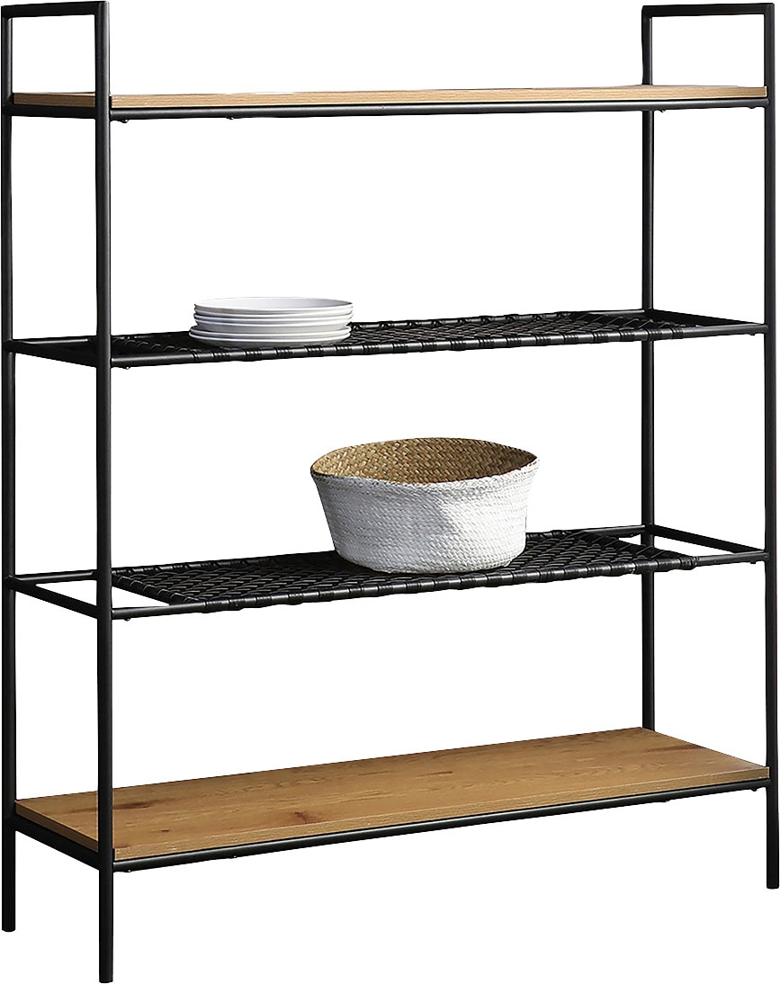 SalesFever Bücherregal »York Design-Regal für stilvolle Ordnung« Mattschwarze Polyrattan Ablageböden - Stil trifft Funktionalität